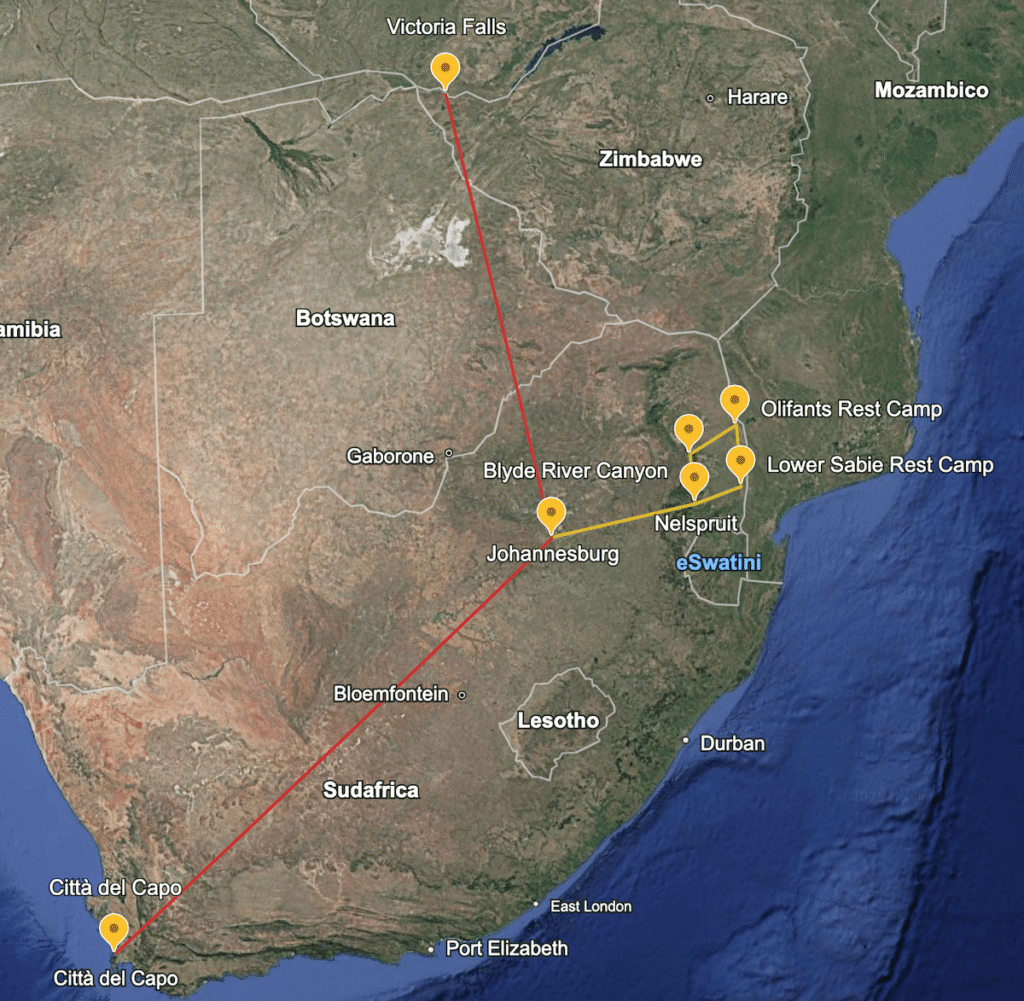 Itinerario Sudafrica e Cascate VIctoria