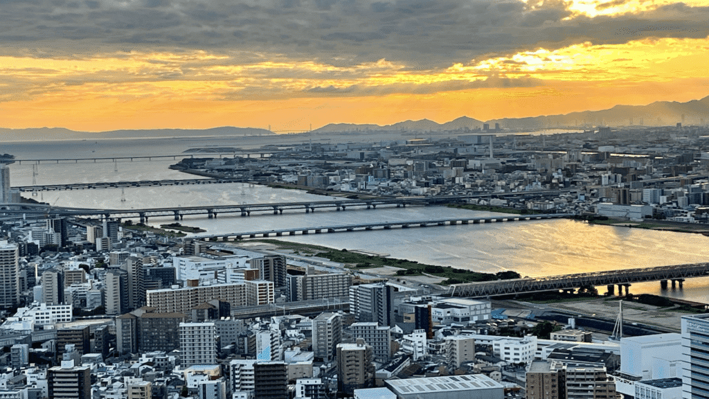 Vista panoramica di Osaka dalla cima dell'Umeda Sky Building