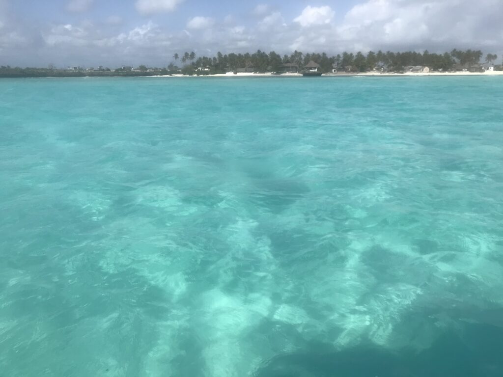 Acqua turchese cristallina vicino alle cose di Zanzibar